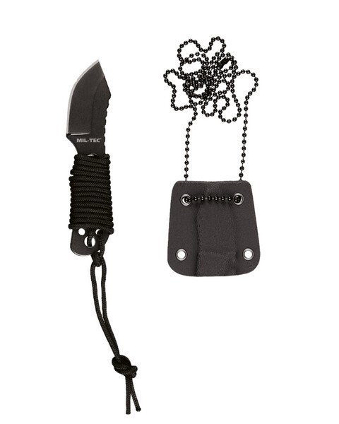 NAVAJA DE CUELLO PARACORD NEGRA 3.5" CON CADENA